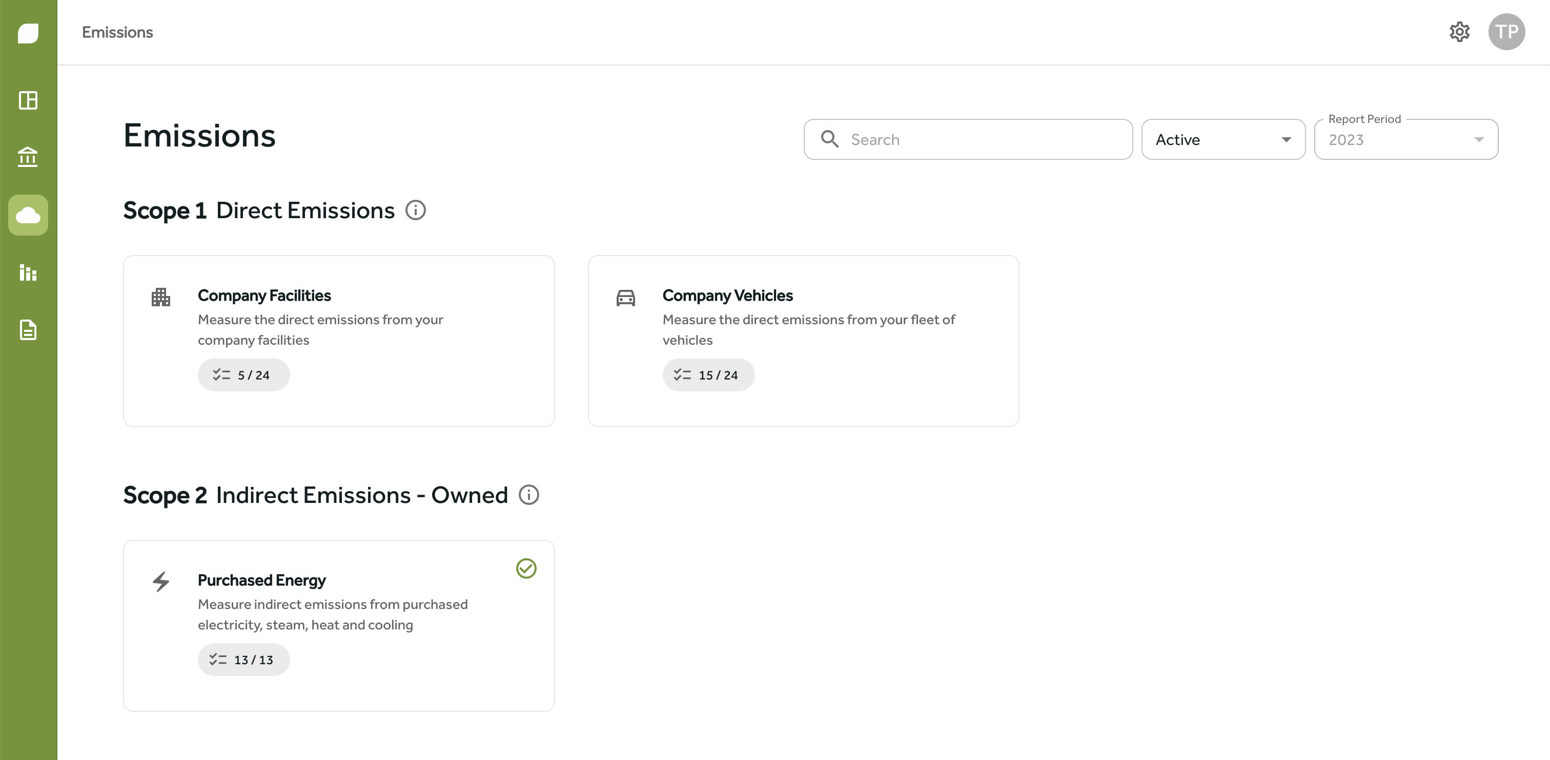 screenshot of Gaia Carbon Accounting